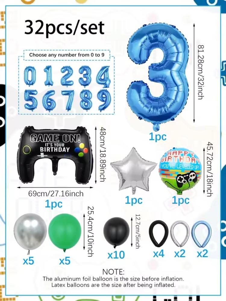 32PCS Game Theme Birthday Numb - Gaming Accessories Boys recension och pris