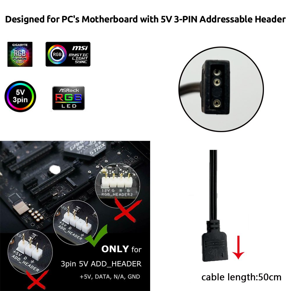 5V ARGB 3Pin Header for Asus A - Gaming Accessories Led recension och pris