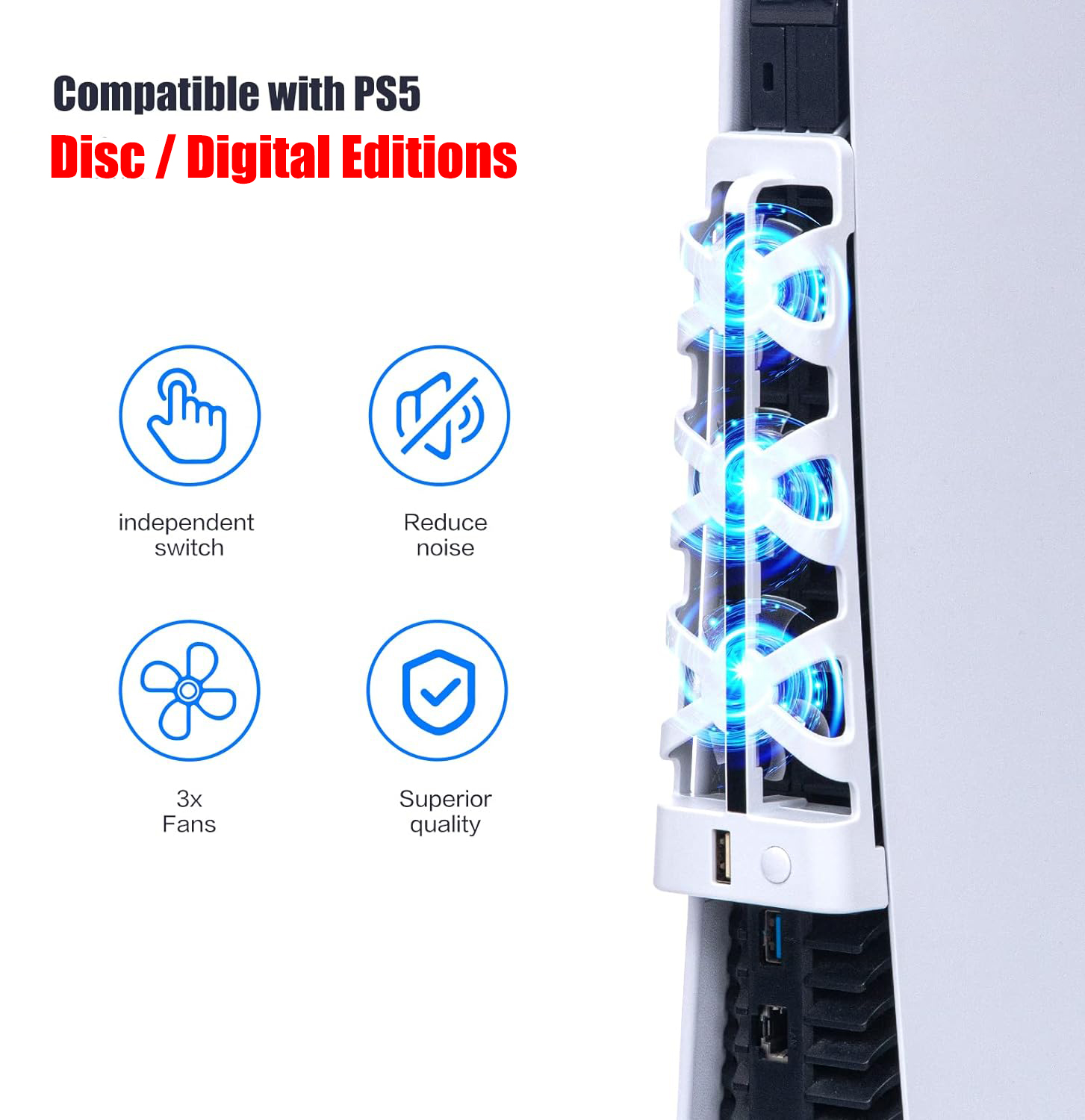 For PS5 Slient Cooling Fan wit - Gaming Accessories Led recension och pris