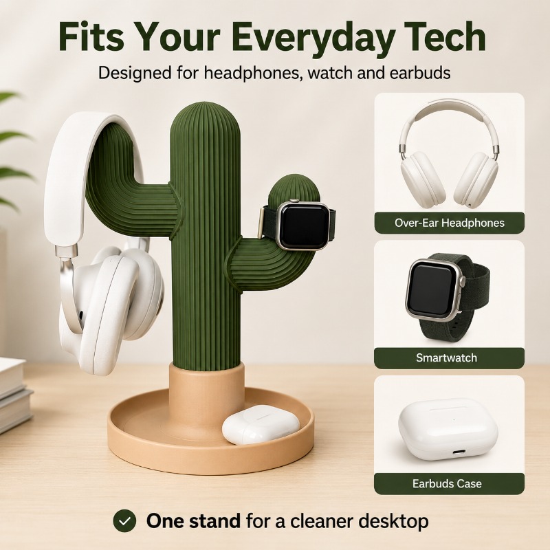 Minimalist Cactus Headset Stan - Gaming Accessories Setup recension och pris