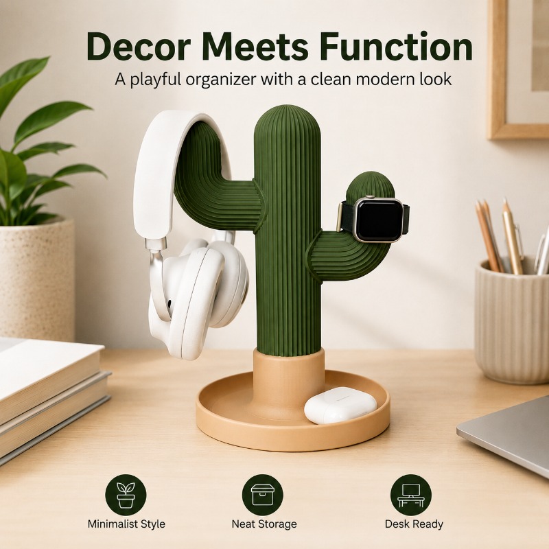 Minimalist Cactus Headset Stan - Gaming Accessories Setup recension och pris